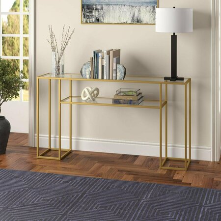 HUDSON & CANAL 55 in. Wide Marilyn Rectangular Console Table, Brass AT1536
